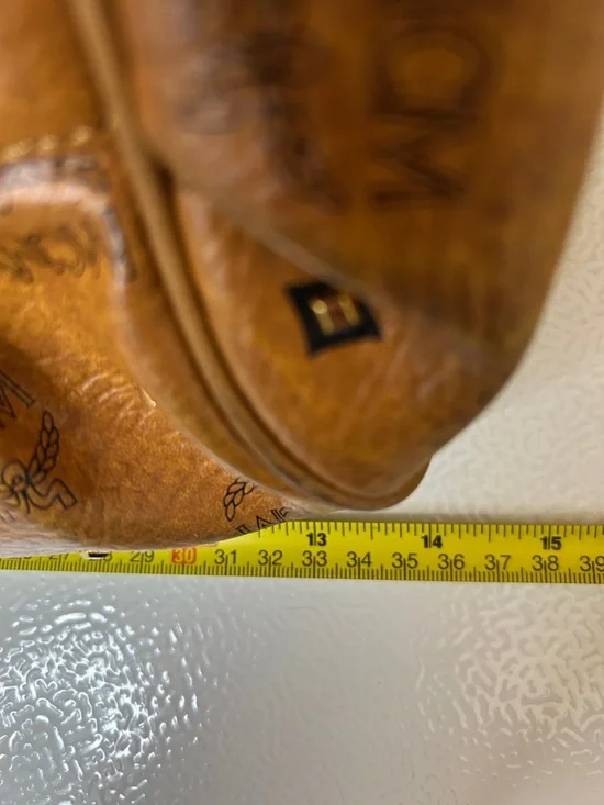 MCM Cognac Logo Visetos Barrel Satchel with Gold Plaque - Picture 9 of 14